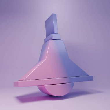 Mor renkli Chandelier simgesi mor arkaplanda izole edilmiş. Minimalizm kavramı. 3 Boyutlu resimleme.