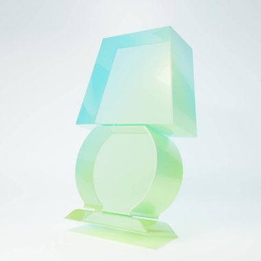 Beyaz arkaplanda izole edilmiş buzlu cam masa lambası ikonu. Masa lambası. Minimalizm kavramı. 3 Boyutlu resimleme.