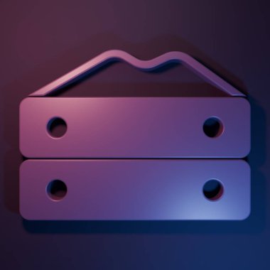 Mor-mavi arka planda izole edilmiş mor un torbası ikonu. Minimalizm kavramı. 3 Boyutlu resimleme.