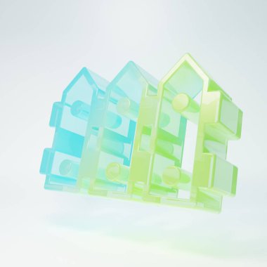 Frosted glass Garden fence wooden icon isolated on white background. Minimalism concept. 3D render illustration.