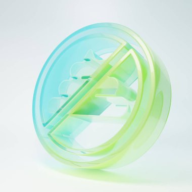 Frosted glass No shit icon isolated on white background. Minimalism concept. 3D render illustration.