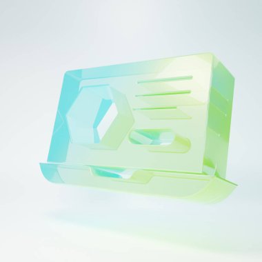 Buzlu cam Bal çevrimiçi servis veya beyaz arkaplanda izole edilmiş platform simgesi. Kırsal organik ürün. Çevrimiçi iş. Minimalizm kavramı. 3 Boyutlu resimleme.