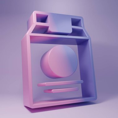 Purple Online ordering and fast food delivery icon isolated on purple background. Minimalism concept. 3D render illustration.