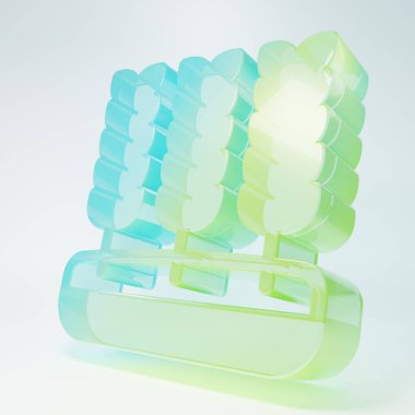 Pirinç, buğday, mısır, yulaf, çavdar ve beyaz arka planda izole edilmiş arpa ikonu içeren şekerli cam gevrekler. Buğday ekmeği sembolleri. Minimalizm kavramı. 3 Boyutlu resimleme.