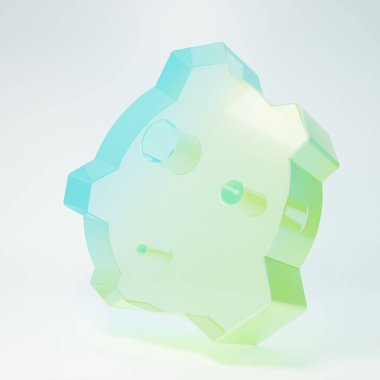 Beyaz arka planda izole edilmiş buzlu cam göktaşı ikonu. Minimalizm kavramı. 3 Boyutlu resimleme.