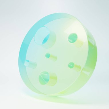 Buzlu cam gezegen Mars ikonu beyaz arka planda izole edilmiş. Minimalizm kavramı. 3 Boyutlu resimleme.