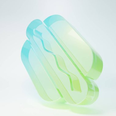 Frosted glass Hotdog sandwich icon isolated on white background. Sausage icon. Fast food sign. Minimalism concept. 3D render illustration.