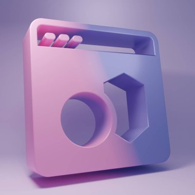 Purple Software, web developer programming code icon isolated on purple background. Javascript computer script random parts of program code. Minimalism concept. 3D render illustration.