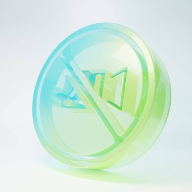 Buzlu cam yasağı işareti beyaz arkaplanda izole edilmiş hiçbir video kayıt simgesi yok. Minimalizm kavramı. 3 Boyutlu resimleme.