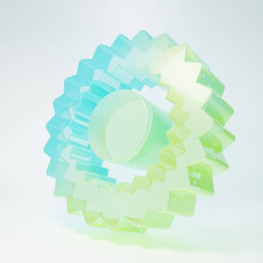 Beyaz arkaplanda izole edilmiş buzlu cam güneş ikonu. Minimalizm kavramı. 3 Boyutlu resimleme.