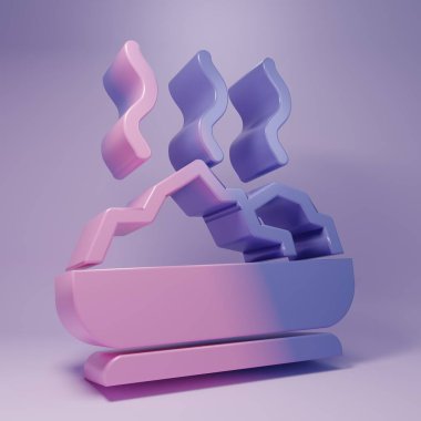 Mor arka planda izole edilmiş sıcak çorba ikonu. Minimalizm kavramı. 3 Boyutlu resimleme.