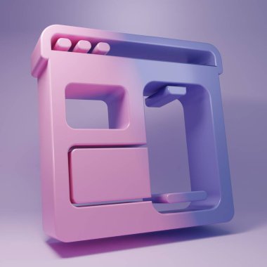 Purple Software, web developer programming code icon isolated on purple background. Javascript computer script random parts of program code. Minimalism concept. 3D render illustration.