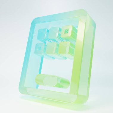 Frosted glass Graphic tablet icon isolated on white background. Minimalism concept. 3D render illustration.