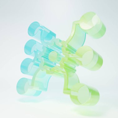 Beyaz zemin üzerinde izole edilmiş buzlu cam sinirsel ağ simgesi. Yapay zeka yapay zekası. Minimalizm kavramı. 3 Boyutlu resimleme.