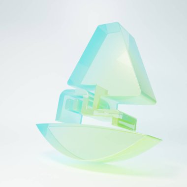 Beyaz arka planda izole edilmiş buzlu cam oyuncak tekne ikonu. Minimalizm kavramı. 3 Boyutlu resimleme.