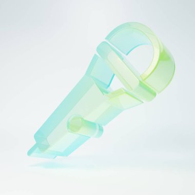 Frosted glass Microphone icon isolated on white background. On air radio mic microphone. Speaker sign. Minimalism concept. 3D render illustration.