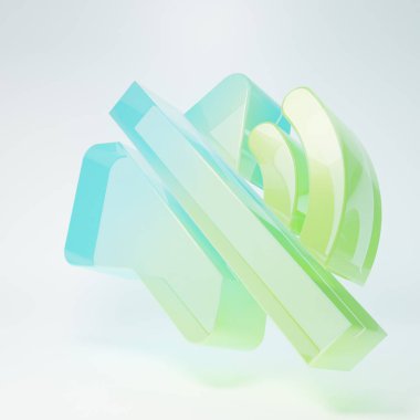 Buzlu cam hoparlör dilsiz simgesi beyaz arkaplanda izole edildi. Ses simgesi yok. Ses Kapalı sembolü. Minimalizm kavramı. 3 Boyutlu resimleme.