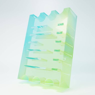 Buzlu cam kağıt kontrolü ve beyaz arka planda izole edilmiş mali kontrol ikonu. Kağıt baskı çeki, makbuz ya da fatura. Minimalizm kavramı. 3 Boyutlu resimleme.