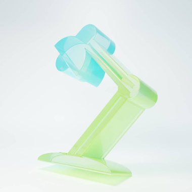 Beyaz arkaplanda izole edilmiş buzlu cam masa lambası ikonu. Ofis lambası. Minimalizm kavramı. 3 Boyutlu resimleme.