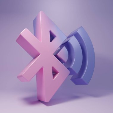 Mor Bluetooth bağlantılı simge mor arkaplanda izole edildi. Minimalizm kavramı. 3 Boyutlu resimleme.