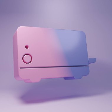 Mor tost makinesi simgesi mor arkaplanda izole edilmiş. Minimalizm kavramı. 3 Boyutlu resimleme.