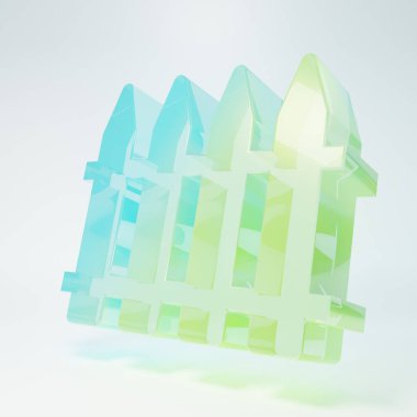 Frosted glass Garden fence wooden icon isolated on white background. Minimalism concept. 3D render illustration.