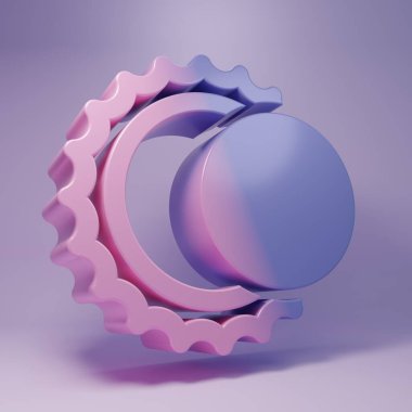 Purple Eclipse of the sun icon isolated on purple background. Total sonar eclipse. Minimalism concept. 3D render illustration.