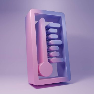 Mor Meteoroloji termometresi ısıyı ve soğuk ikonu mor arka planda izole ediyor. Termometre termometresi sıcak ya da soğuk hava gösteriyor. Minimalizm kavramı. 3 Boyutlu resimleme.