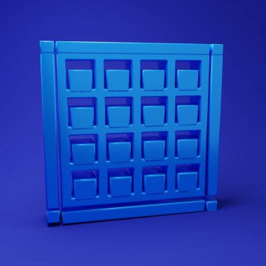 Blue Checkered napkin icon isolated on blue background. Minimalism concept. 3D render illustration.