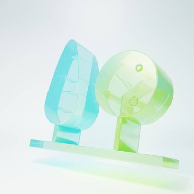 Frosted glass Trees icon isolated on white background. Forest symbol. Minimalism concept. 3D render illustration.