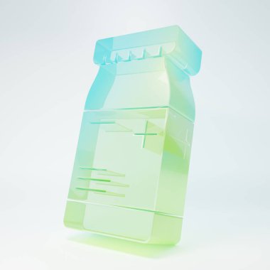 Buzlu cam ilaç şişesi ve beyaz arka planda izole edilmiş hap ikonu. Şişe hapı işareti. Eczane tasarımı. Minimalizm kavramı. 3 Boyutlu resimleme.