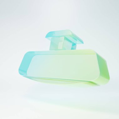 Frosted glass Car mirror icon isolated on white background. Minimalism concept. 3D render illustration.