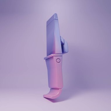 Mor arka planda izole edilmiş saç ikonu için mor saç maşası. Saç düzleştirici ikonu. Minimalizm kavramı. 3 Boyutlu resimleme.