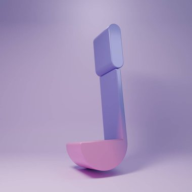 Mor Mutfak kepçe ikonu mor arkaplanda izole edilmiş. Mutfak aletleri. Çatal kaşık tabelası. Minimalizm kavramı. 3 Boyutlu resimleme.