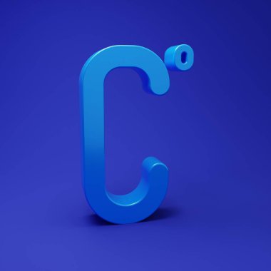 Blue Celsius icon isolated on blue background. Minimalism concept. 3D render illustration.