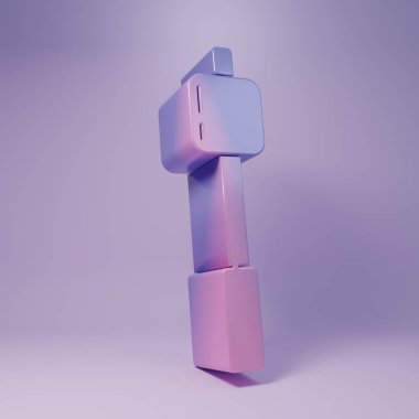 Mor arkaplanda izole edilmiş çubuk ikonunda mor lokum. Minimalizm kavramı. 3 Boyutlu resimleme.