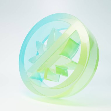 Buzlu cam Marihuana veya kenevir yaprağı ikonunu beyaz arka planda izole edin. Marihuana içmek yok. Kenevir sembolü. Minimalizm kavramı. 3 Boyutlu resimleme.