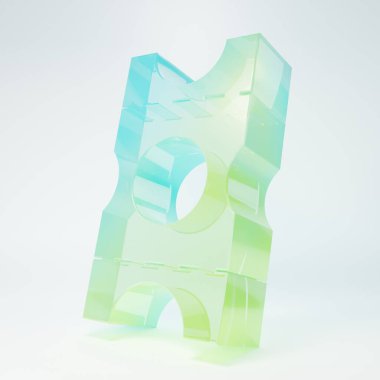 Beyaz arka planda izole edilmiş buzlu cam kupon ikonu. Boş alışveriş indirimi etiketi. Şablon indirimli afiş. Minimalizm kavramı. 3 Boyutlu resimleme.