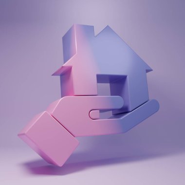 Purple Realtor icon isolated on purple background. Buying house. Minimalism concept. 3D render illustration.