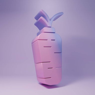 Mor arka planda izole edilmiş mor havuç ikonu. Minimalizm kavramı. 3 Boyutlu resimleme.