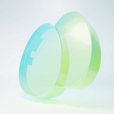 Beyaz arka planda izole edilmiş buzlu cam tavuk yumurtası ikonu. Minimalizm kavramı. 3 Boyutlu resimleme.