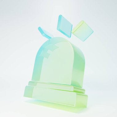 Buzlu cam hareket sensör simgesi beyaz arkaplanda izole edildi. Minimalizm kavramı. 3 Boyutlu resimleme.