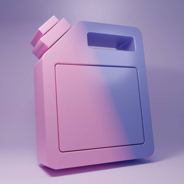 Mor arka planda izole edilmiş benzin ikonu için mor teneke kutu. Dizel gaz ikonu. Minimalizm kavramı. 3 Boyutlu resimleme.