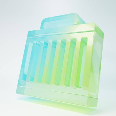 Buzlu cam araba soğutma sistemi ikonu beyaz arka planda izole edildi. Minimalizm kavramı. 3 Boyutlu resimleme.