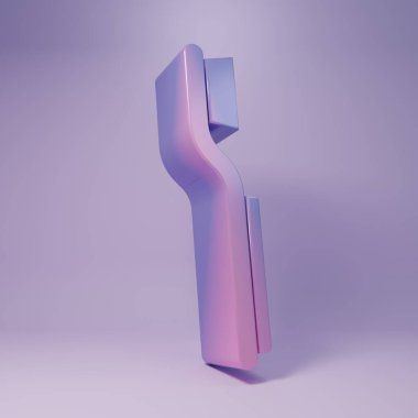 Mor diş fırçası simgesi mor arkaplanda izole edilmiş. Minimalizm kavramı. 3 Boyutlu resimleme.