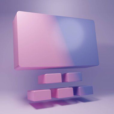 Mor renkli sinema salonu ve mor arka planda izole edilmiş koltuk ikonu. Minimalizm kavramı. 3 Boyutlu resimleme.