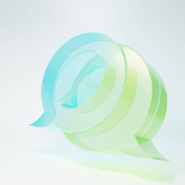 Buzlu cam kahve ve sohbet ikonu beyaz arka planda izole edilmiş. Kahve sohbeti. Konuşma baloncukları sohbet ediyor. Minimalizm kavramı. 3 Boyutlu resimleme.