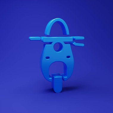 Mavi Scooter simgesi mavi arkaplanda izole edildi. Minimalizm kavramı. 3 Boyutlu resimleme.