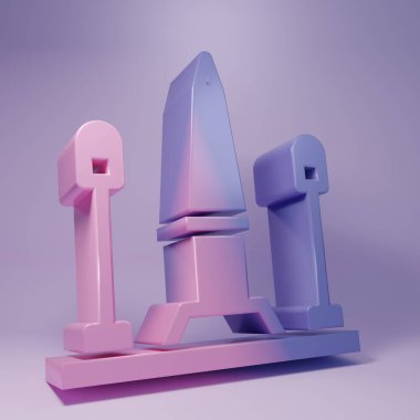 Fransa 'nın Paris' teki Purple Place De La Concorde simgesi mor arka planda izole edilmiş. Minimalizm kavramı. 3 Boyutlu resimleme.