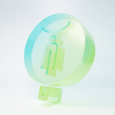 Beyaz arka planda izole edilmiş buzlu cam bisiklet ikonu. Bisiklet yarışı. Olağanüstü bir spor. Spor malzemeleri. Minimalizm kavramı. 3 Boyutlu resimleme.